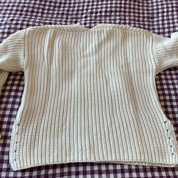 Everlane Texture Cotton V-Neck Sweater - Bone - S - Picture 3 of 7